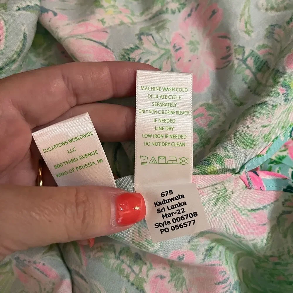 Lilly Pulitzer Aqua and Pink Floral Tunic - Picture 6 of 8